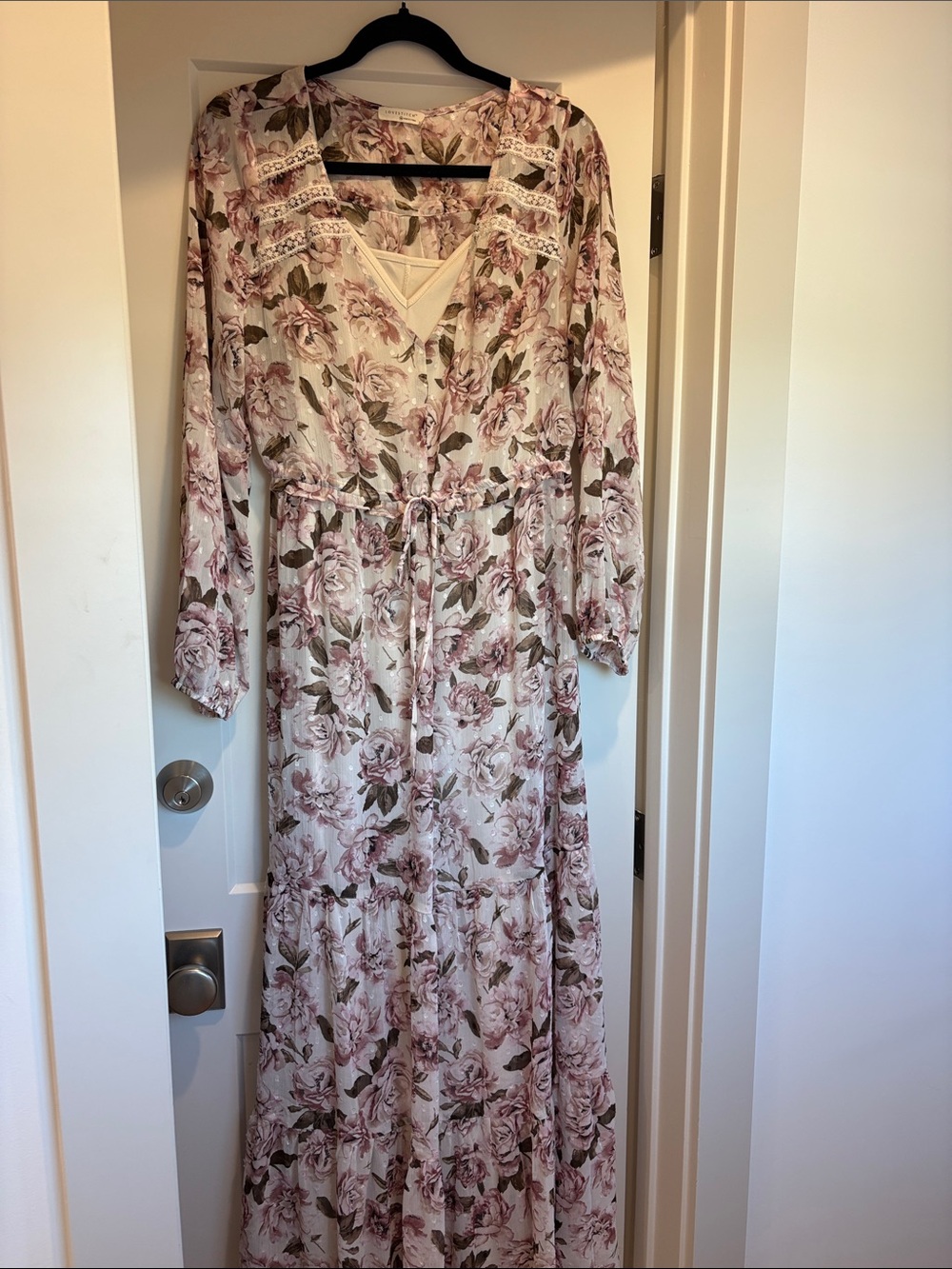 Love Stitch Floral Maxi Dress in Blush & Cream